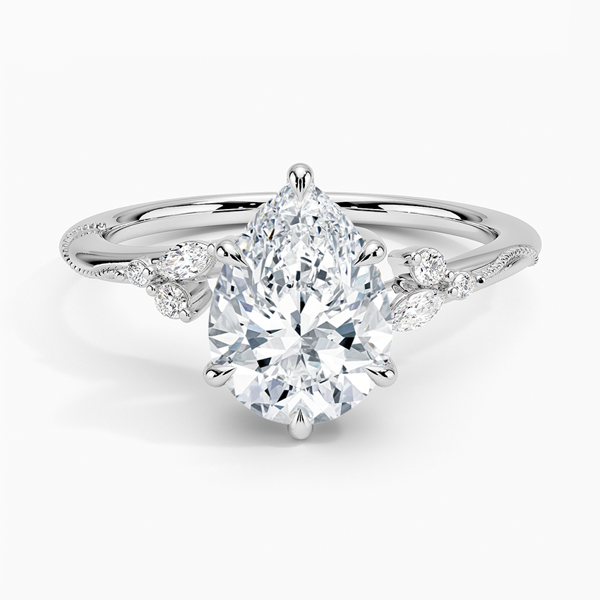 Magnolia Pear lab-grown diamond ring, top, 2 ct