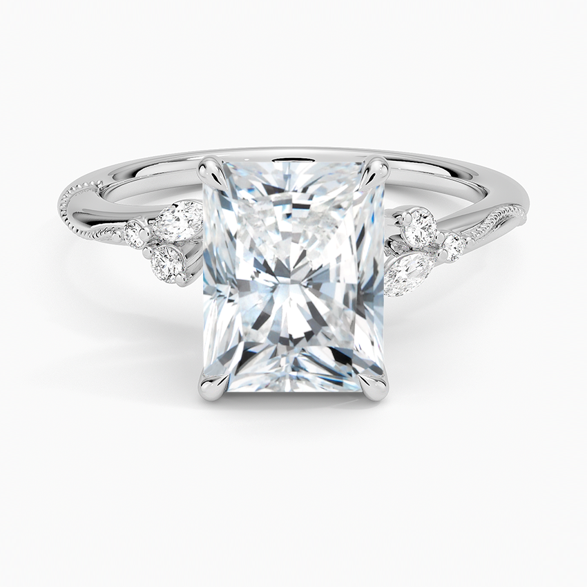 Zinnia Radiant lab-grown diamond ring, top, 2 ct