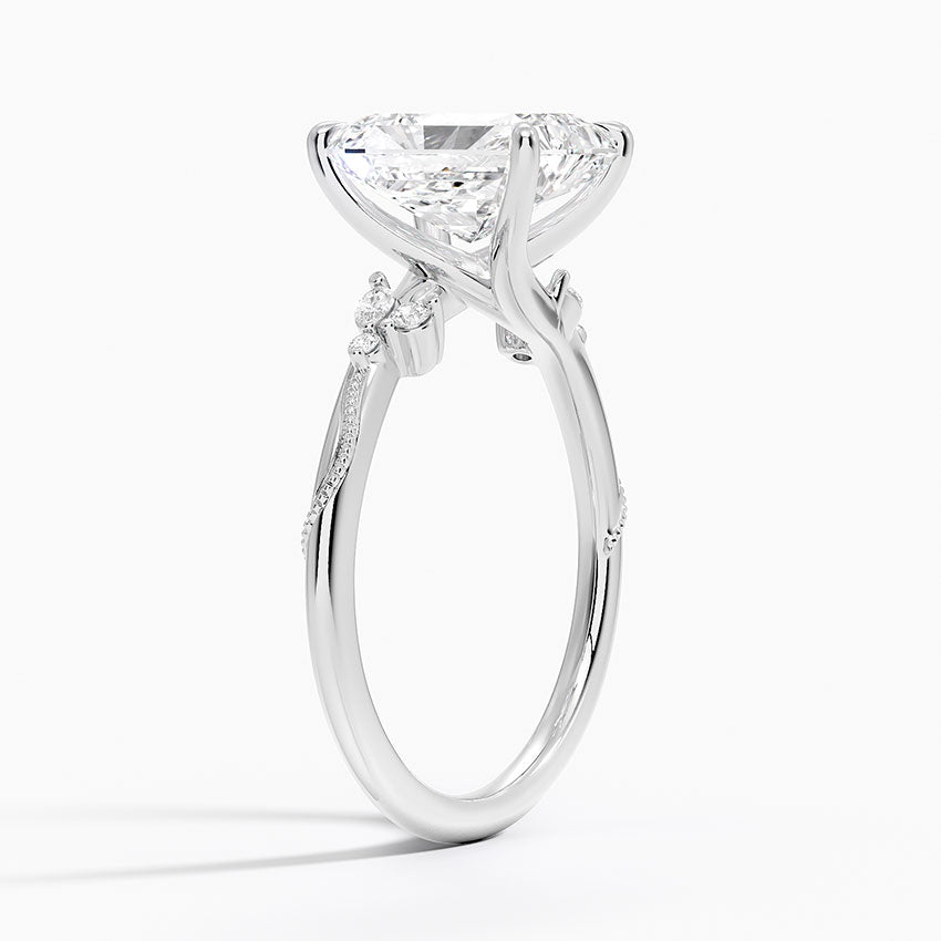 Zinnia Radiant lab-grown diamond ring, side1, 2 ct