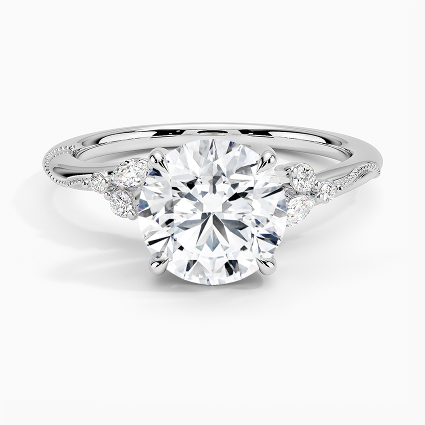 Ventura Round lab-grown diamond ring, top, 2 ct