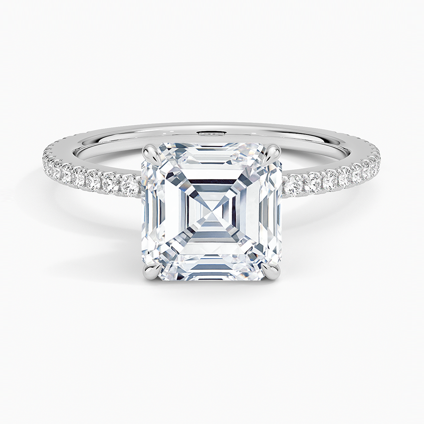 Ashland Asscher lab-grown diamond ring, top, 2 ct