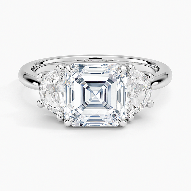 Vanessa Asscher lab-grown diamond ring, top view, 2 carat