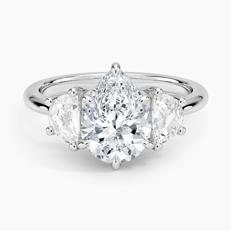Chloe Pear lab-grown diamond ring, top view, 2 carat
