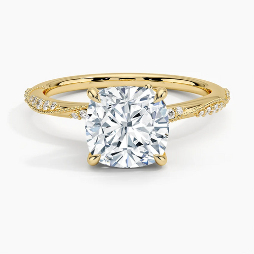 Acacia Cushion lab-grown diamond ring, top view, 2 carat