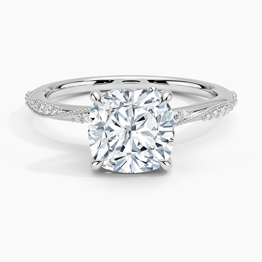 Acacia Cushion lab-grown diamond ring, top, 2 ct