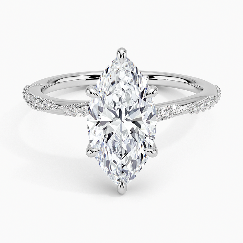 Honeysuckle Marquise lab-grown diamond ring, top, 2 ct