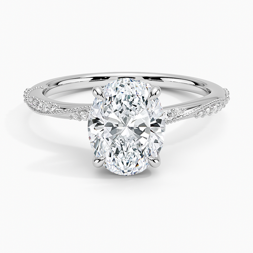 Clover Oval lab-grown diamond ring, top, 2 ct