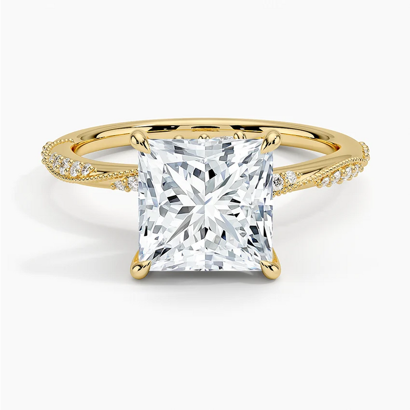 Mimosa Princess lab-grown diamond ring, top view, 2 carat