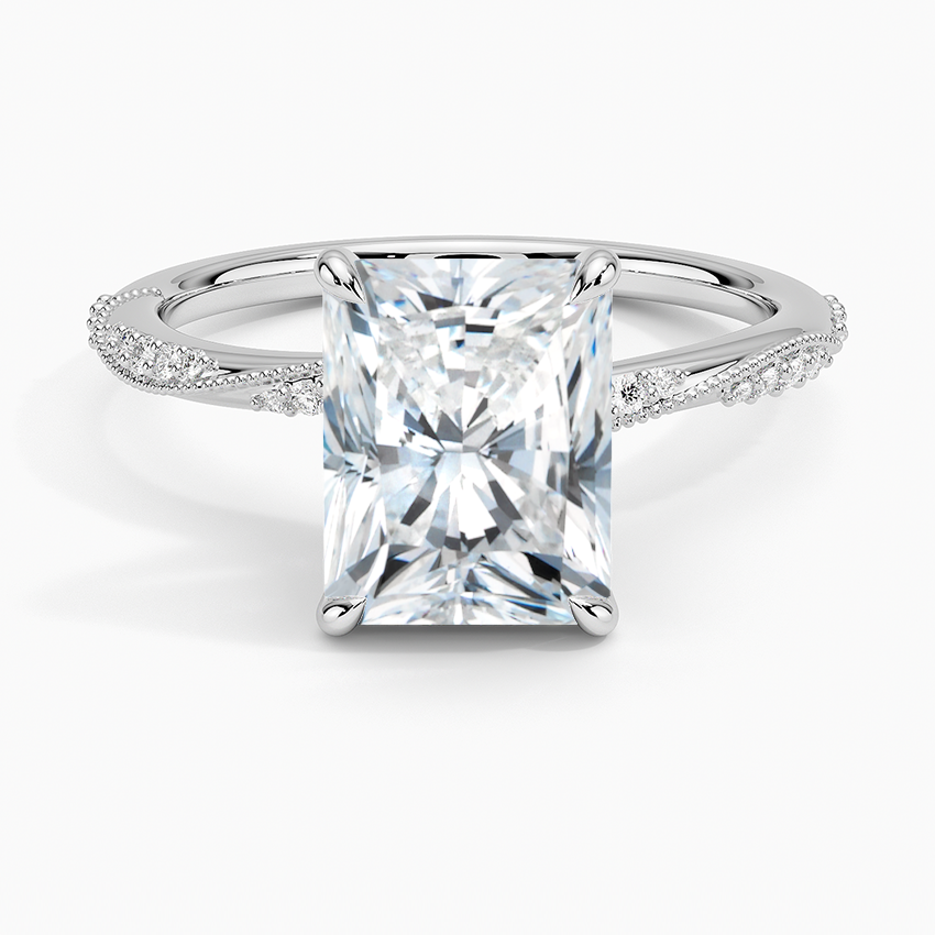 Begonia Radiant lab-grown diamond ring, top, 2 ct