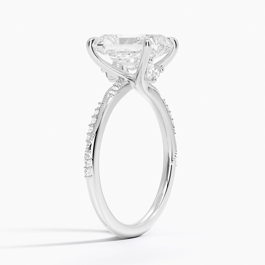 Begonia Radiant lab-grown diamond ring, side1, 2 ct