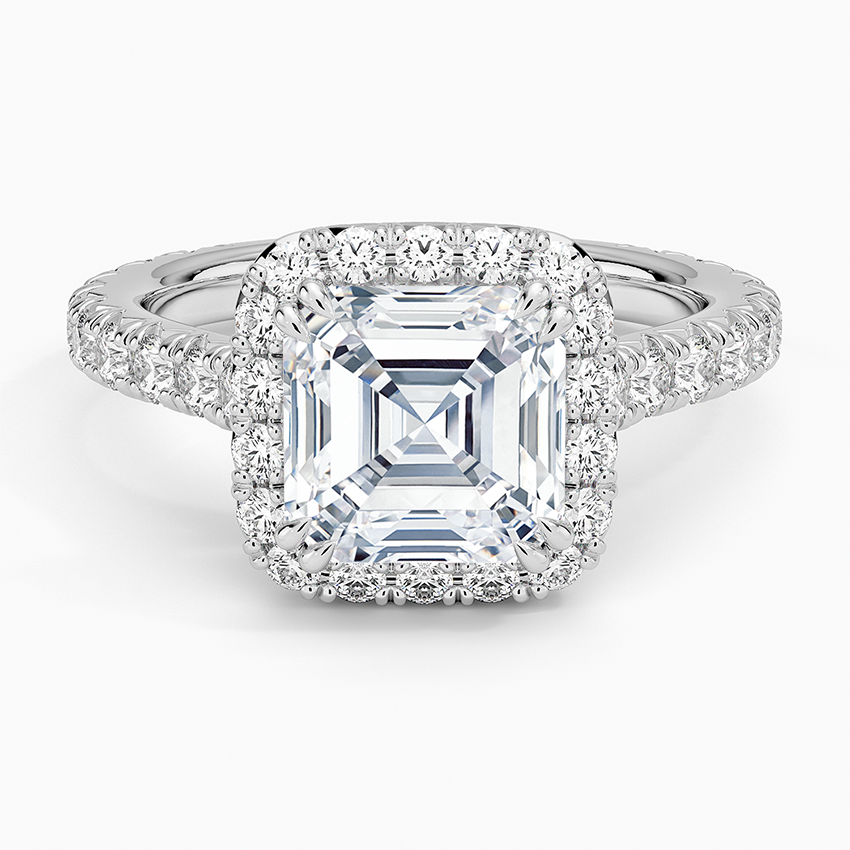 Bermuda Asscher lab-grown diamond ring, top, 2 ct