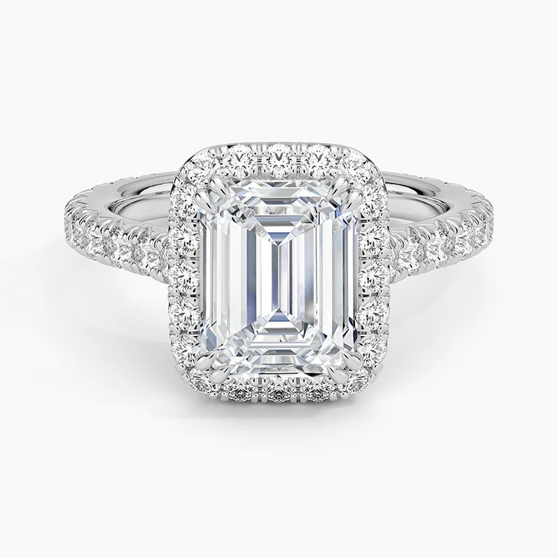 Georgia Emerald lab-grown diamond ring, top view, 2 carat