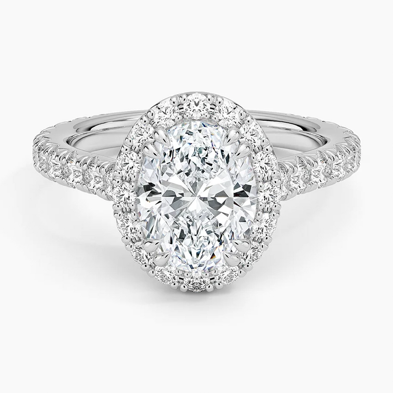 Jacqueline Oval lab-grown diamond ring, top view, 2 carat