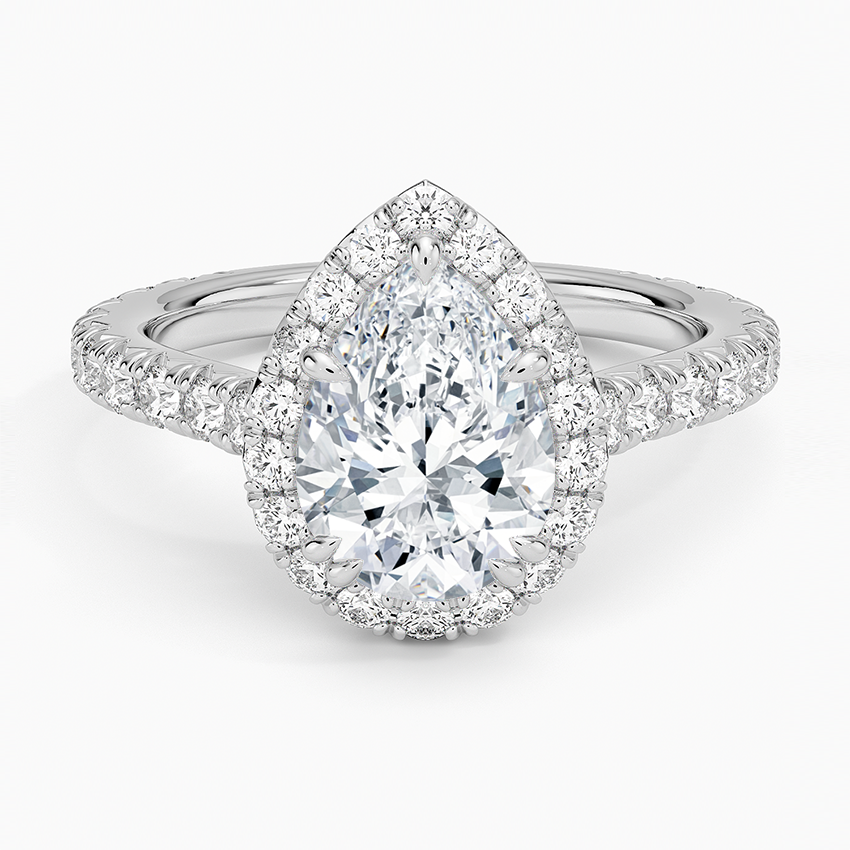 Keira Pear lab-grown diamond ring, top, 2 ct