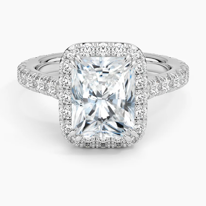 Vero Beach Radiant lab-grown diamond ring, top view, 2 carat