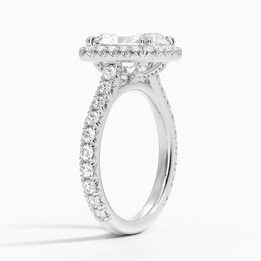 Vero Beach Radiant lab-grown diamond ring, side1, 2 ct