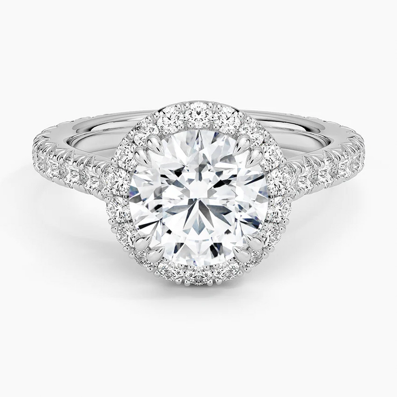 Naomi Round lab-grown diamond ring, top view, 2 carat