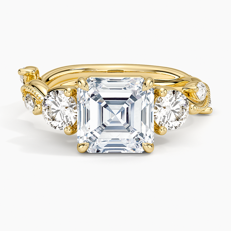 Cosmos Asscher lab-grown diamond ring, top view, 2 carat