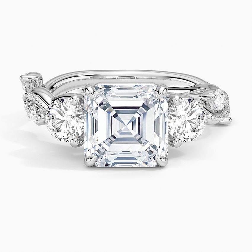 Cosmos Asscher lab-grown diamond ring, top, 2 ct