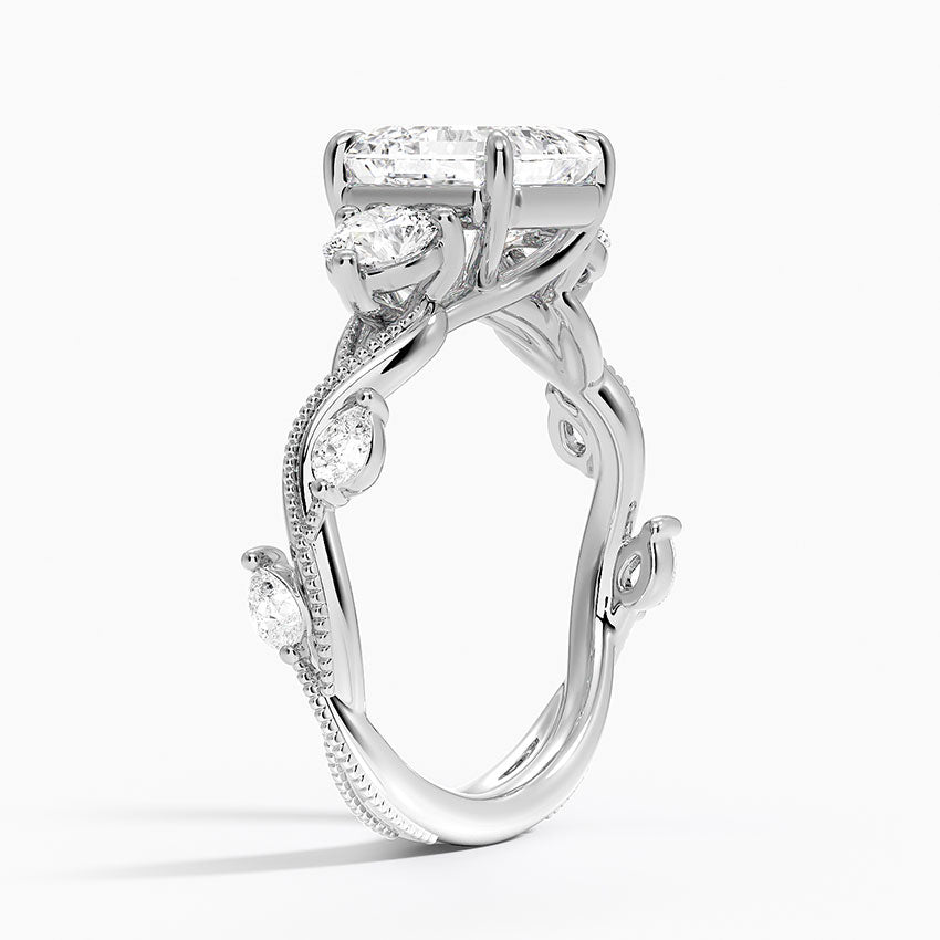 Cosmos Asscher lab-grown diamond ring, side1, 2 ct