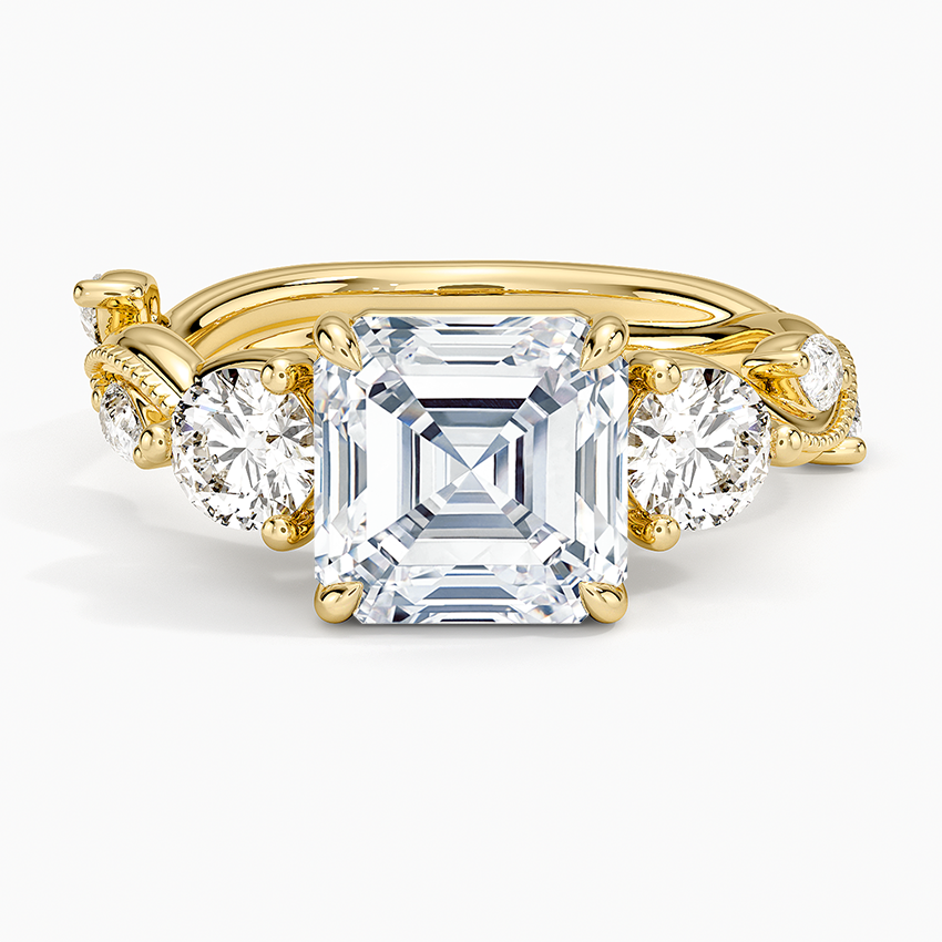 Cosmos Asscher lab-grown diamond ring, top, 2 ct