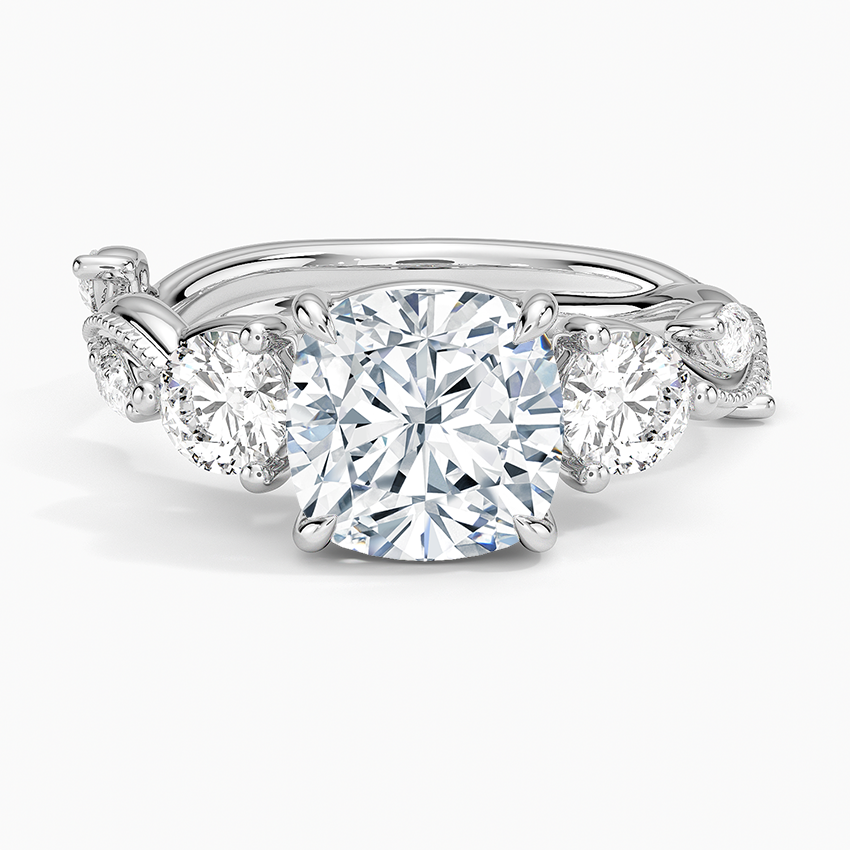 Daffodil Cushion lab-grown diamond ring, top, 2 ct