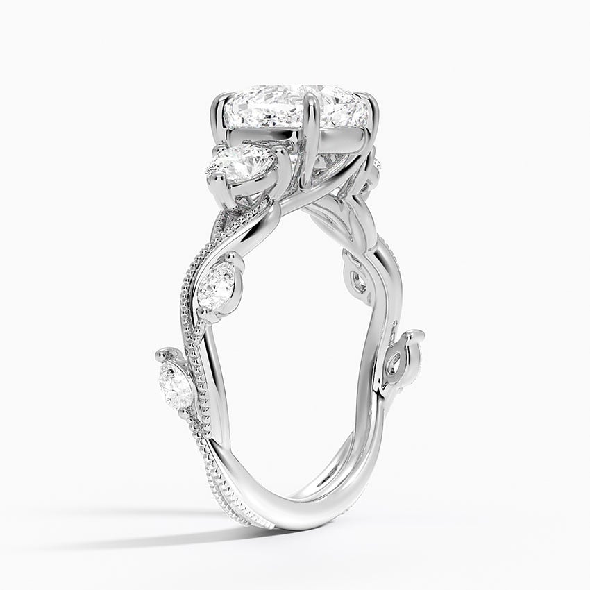 Daffodil Cushion lab-grown diamond ring, side1, 2 ct