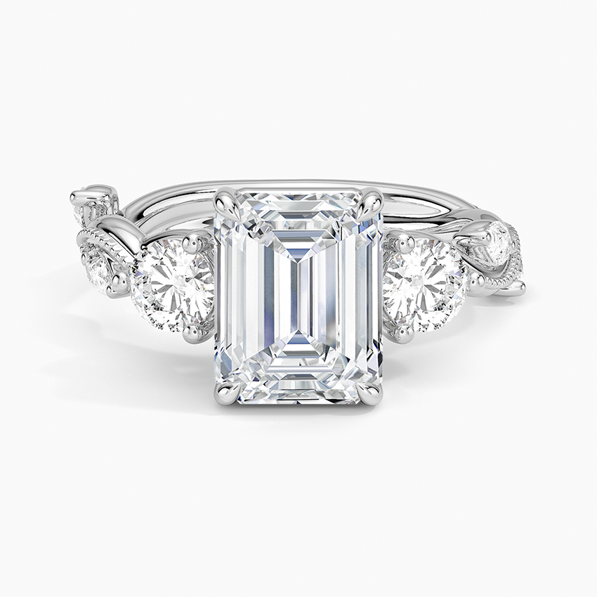 Foxglove Emerald lab-grown diamond ring, top, 2 ct