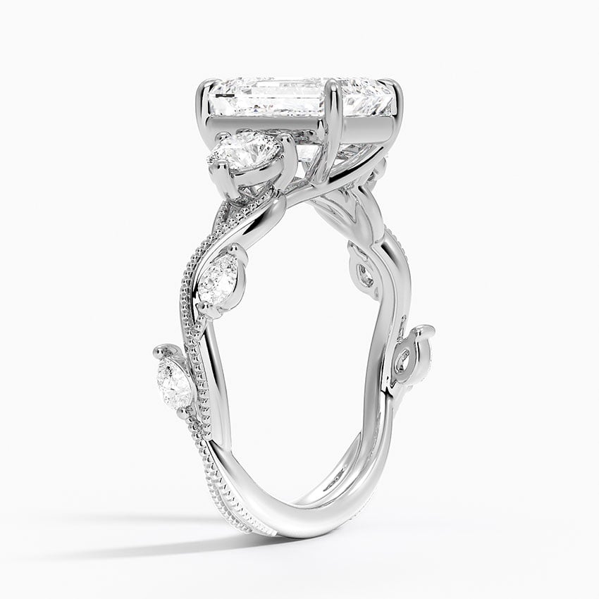 Foxglove Emerald lab-grown diamond ring, side1, 2 ct