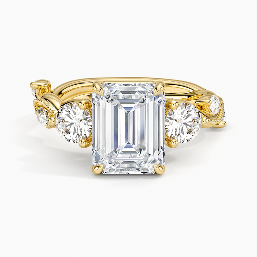Foxglove Emerald lab-grown diamond ring, top, 2 ct
