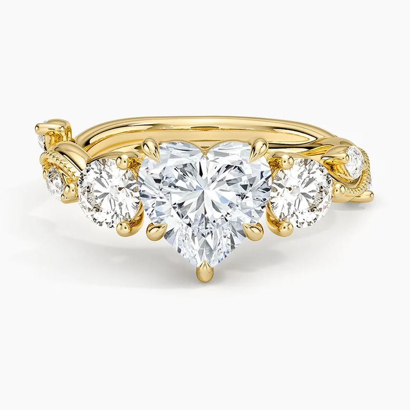 Hyacinth Heart lab-grown diamond ring, top view, 2 carat