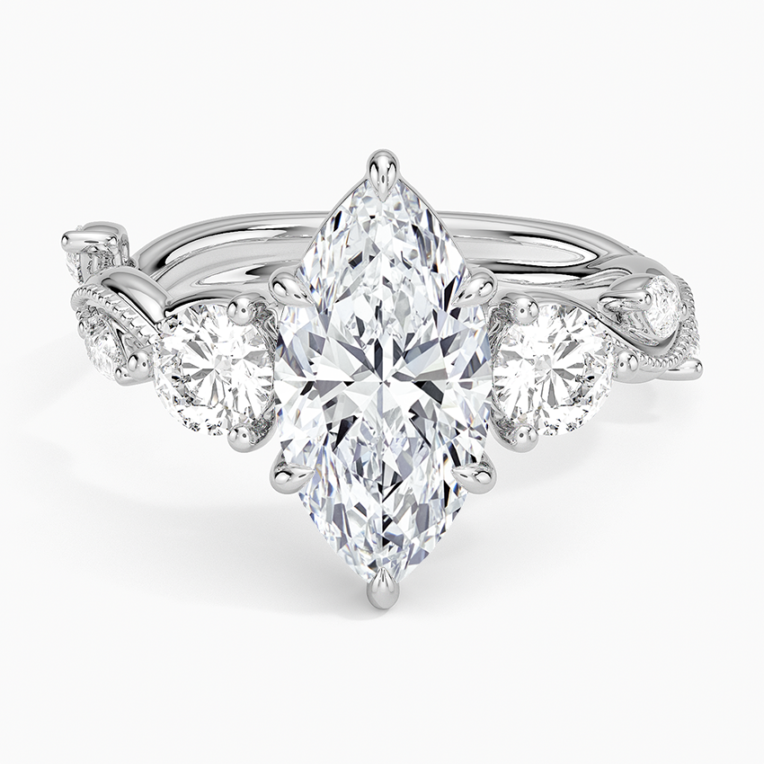 Orchid Marquise lab-grown diamond ring, top, 2 ct