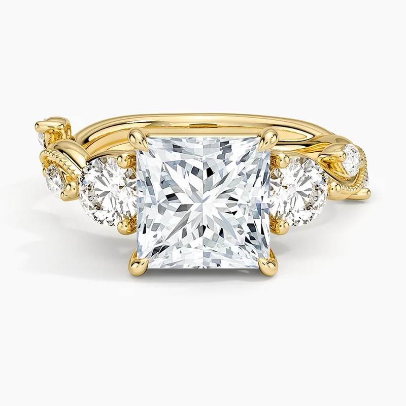 Larkspur Princess lab-grown diamond ring, top view, 2 carat