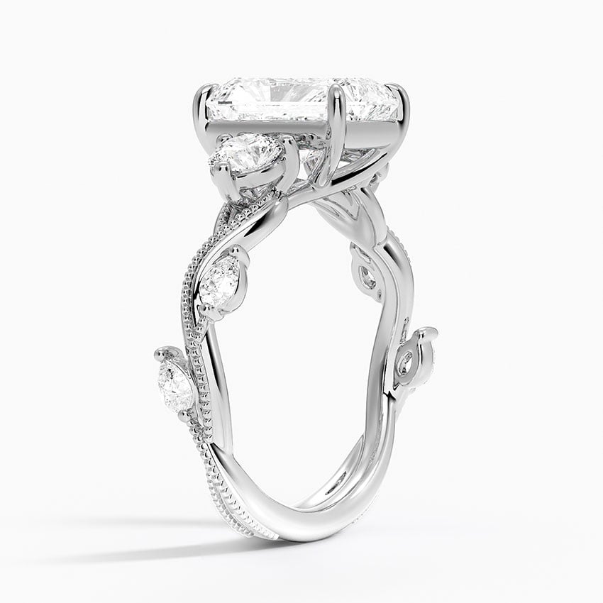 Lily Radiant lab-grown diamond ring, side1, 2 ct