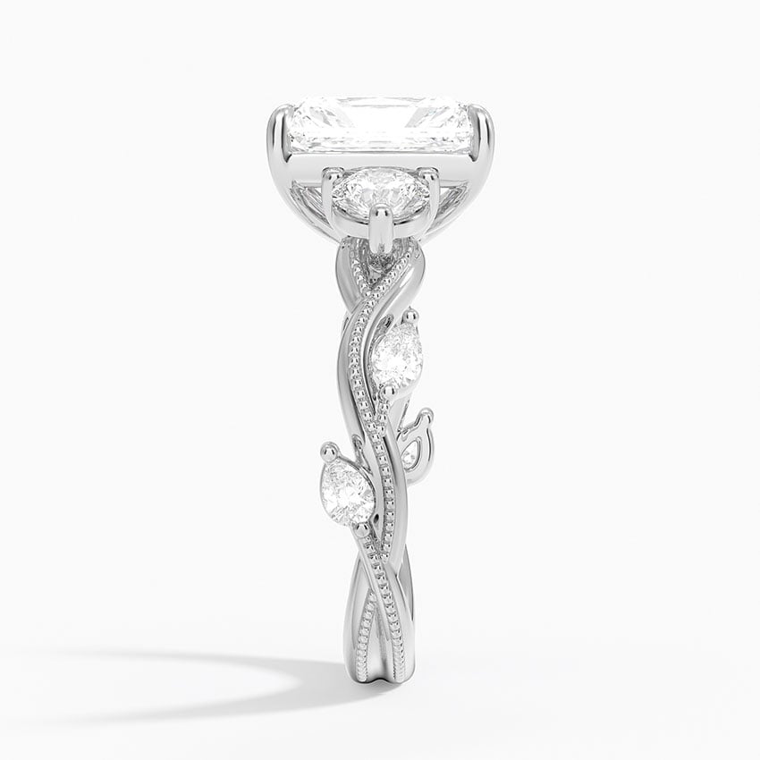 Lily Radiant lab-grown diamond ring, side2, 2 ct
