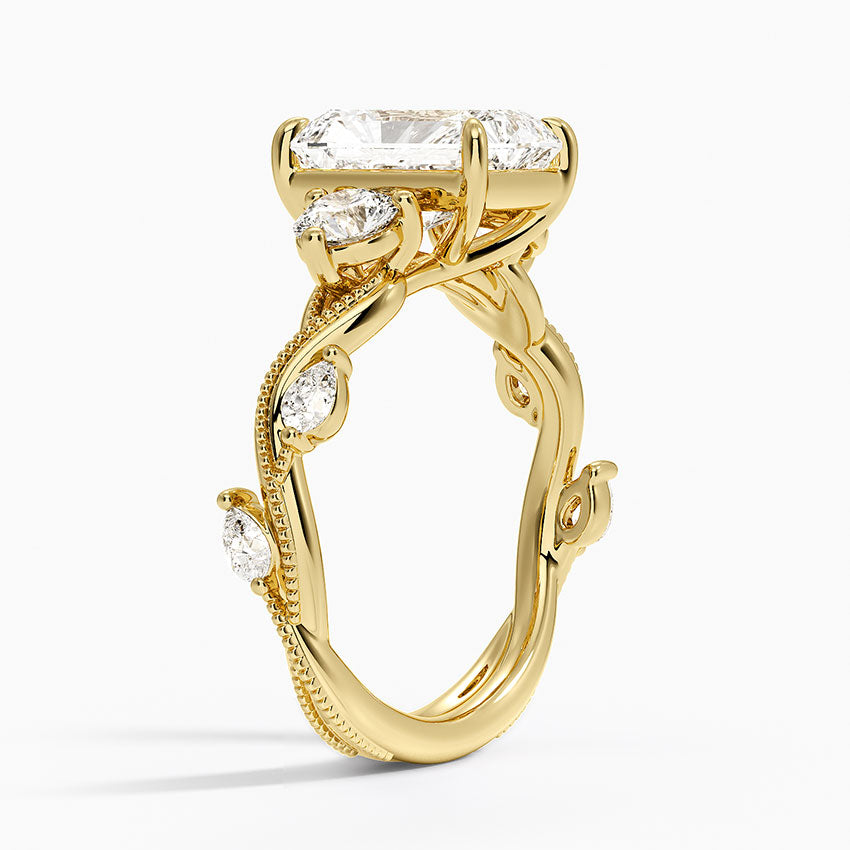 Lily Radiant lab-grown diamond ring, side1, 2 ct