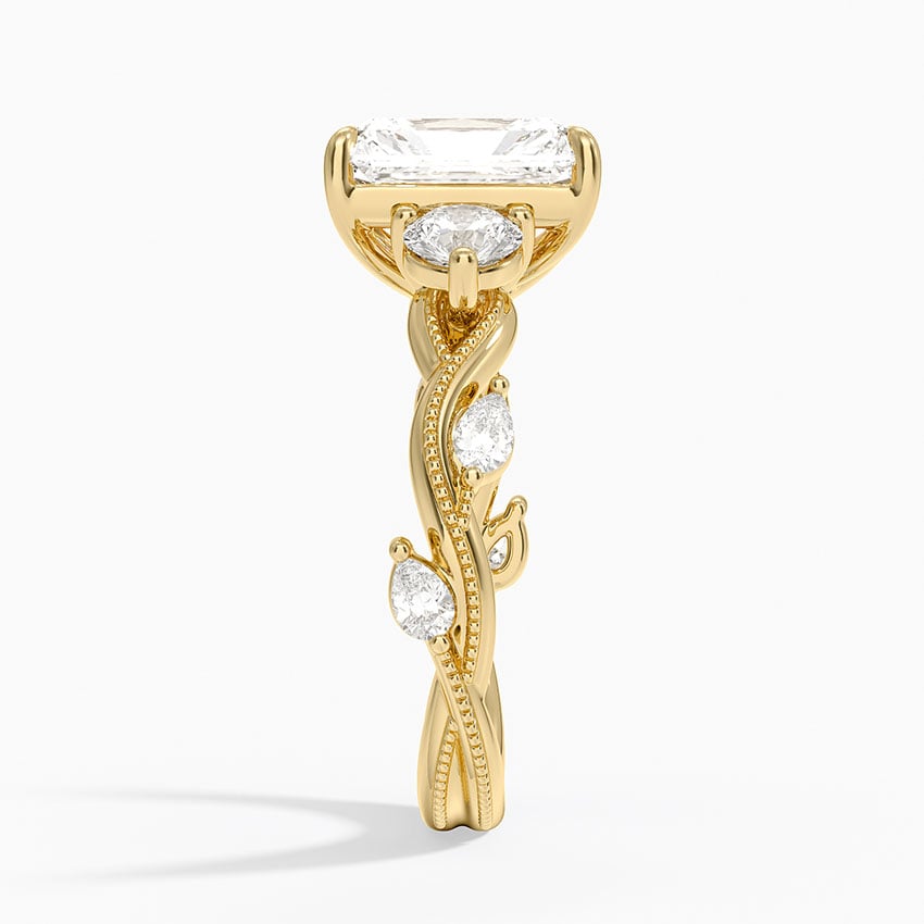 Lily Radiant lab-grown diamond ring, side2, 2 ct