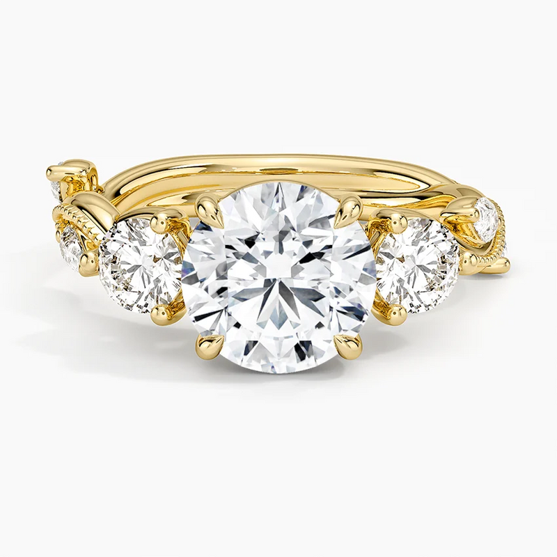Cape Cod Round lab-grown diamond ring, top view, 2 carat