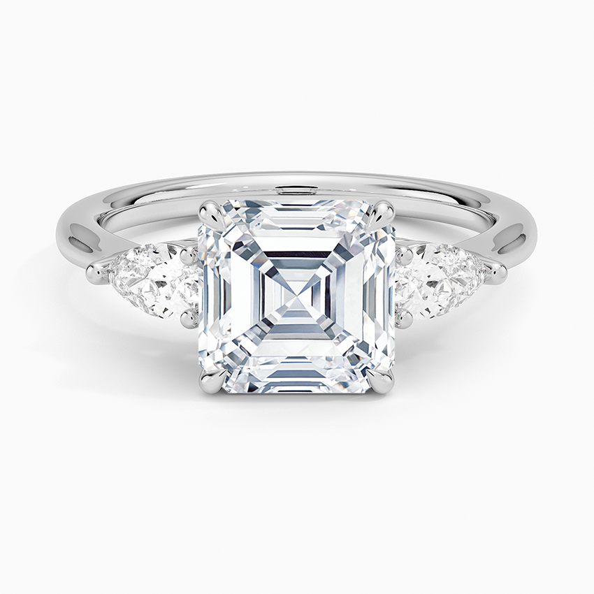 Odessa Asscher lab-grown diamond ring, top, 2 ct