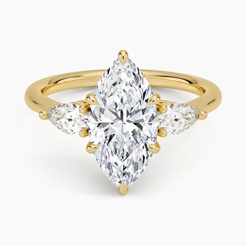 Bimini Marquise lab-grown diamond ring, top view, 2 carat