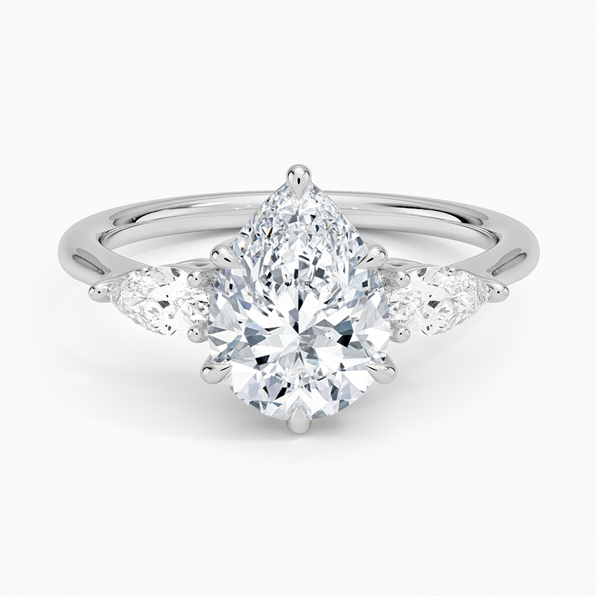 Quinn Pear lab-grown diamond ring, top, 2 ct