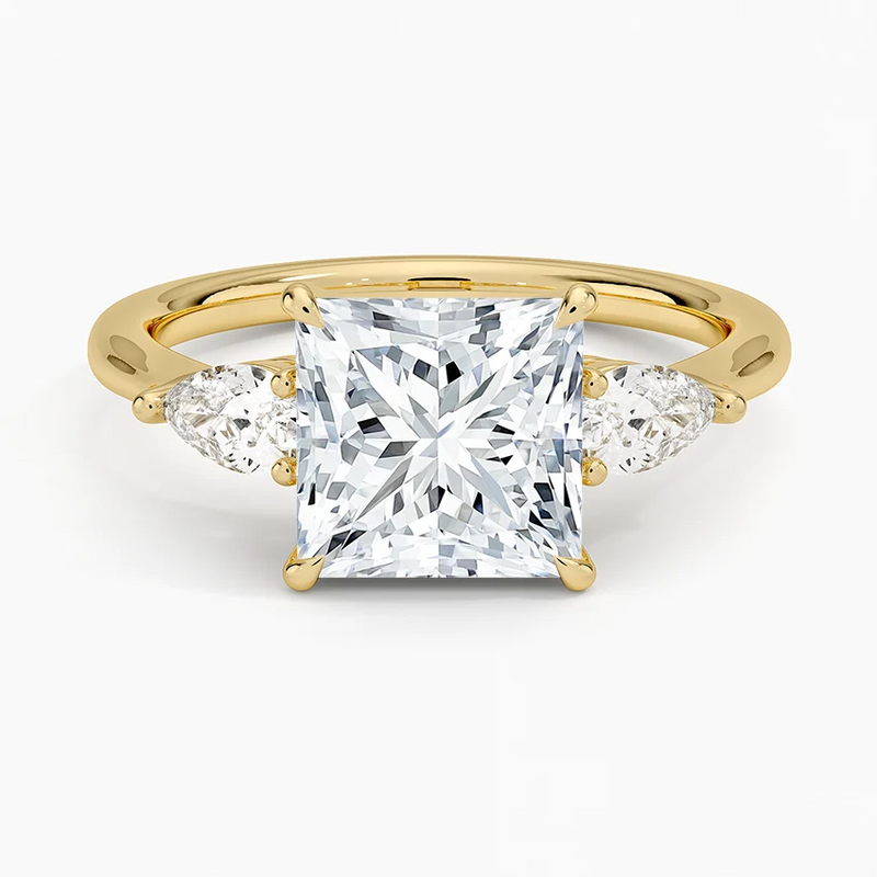 Rosalie Princess lab-grown diamond ring, top view, 2 carat