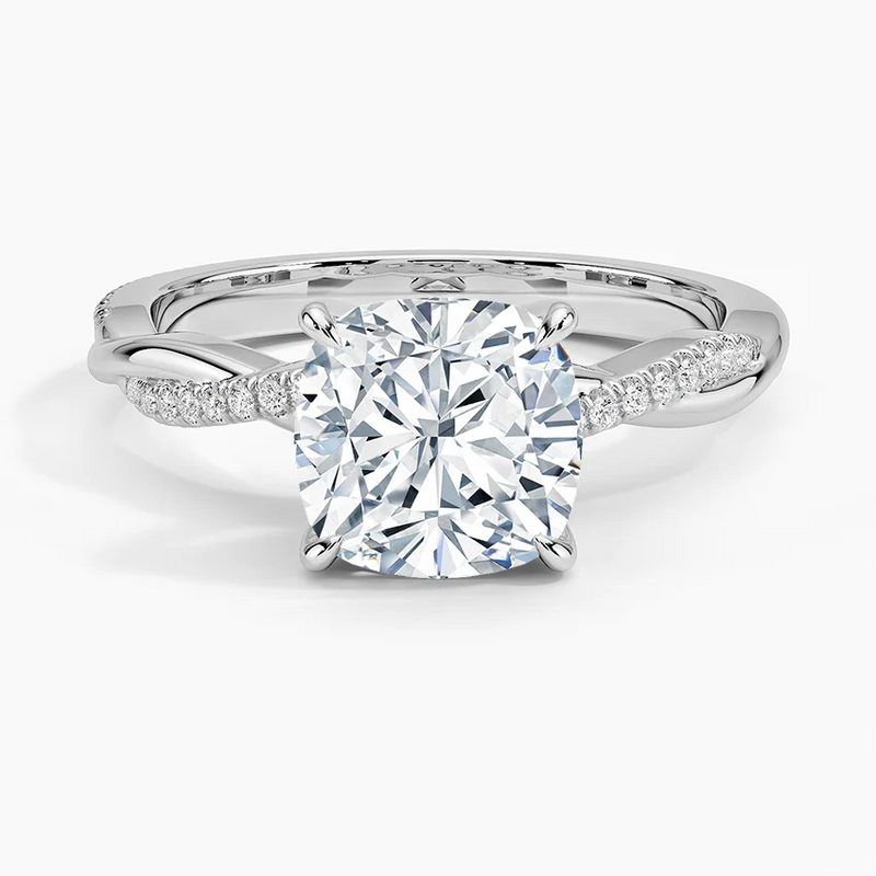 Poppy Cushion lab-grown diamond ring, top view, 2 carat