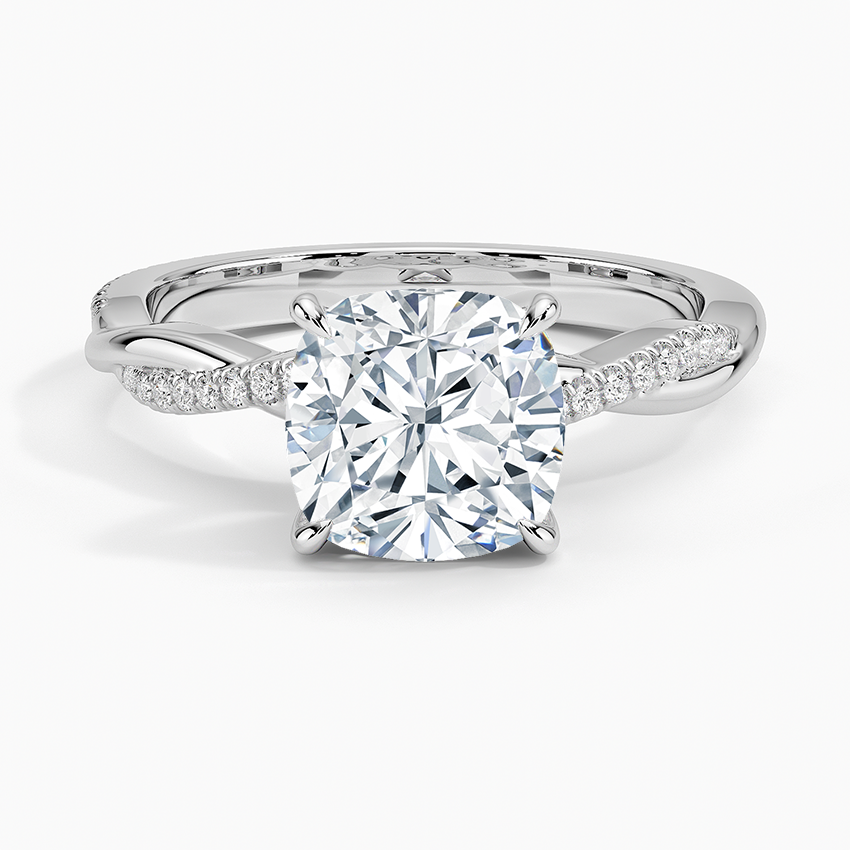 Poppy Cushion lab-grown diamond ring, top, 2 ct