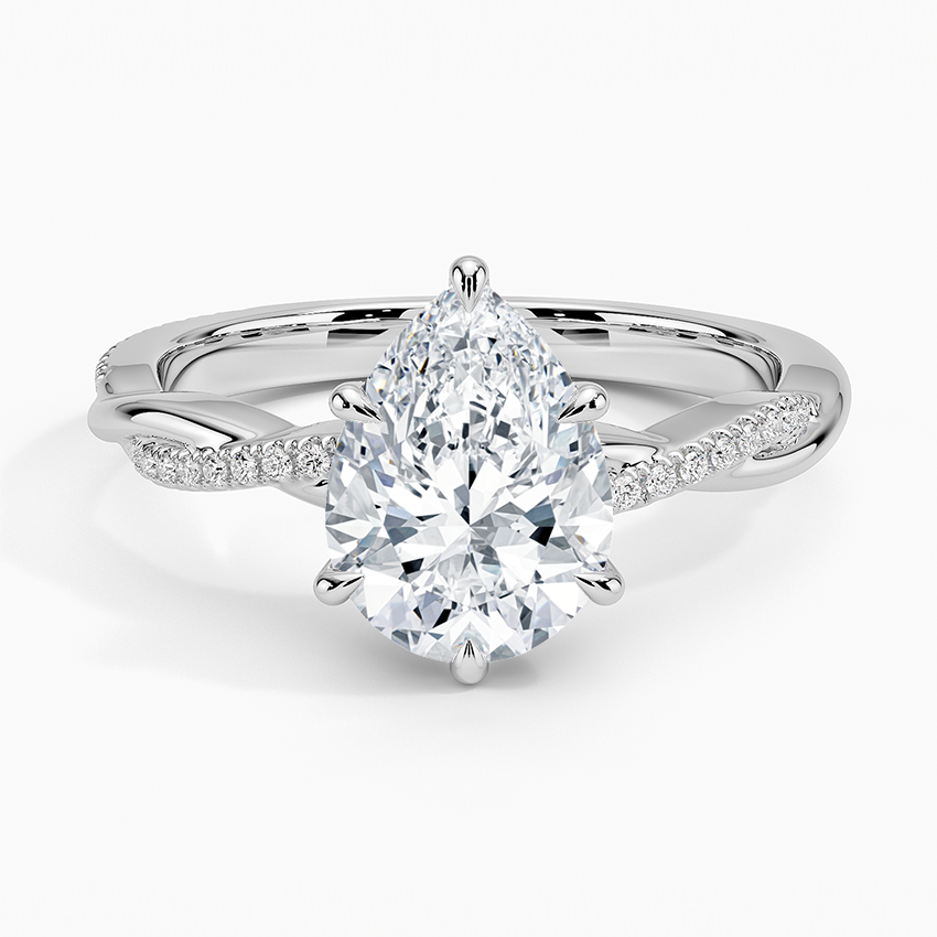 Jasmine Pear lab-grown diamond ring, top, 2 ct