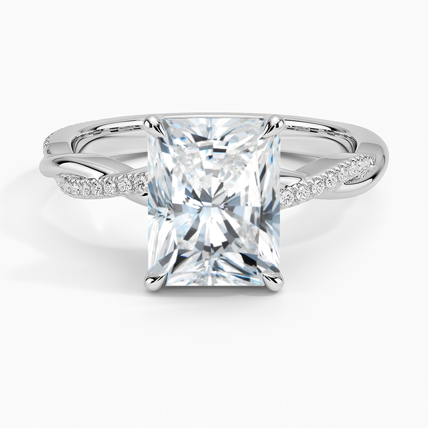 Lilac Radiant lab-grown diamond ring, top, 2 ct
