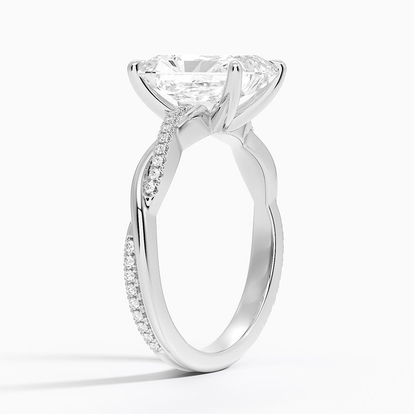 Lilac Radiant lab-grown diamond ring, side1, 2 ct