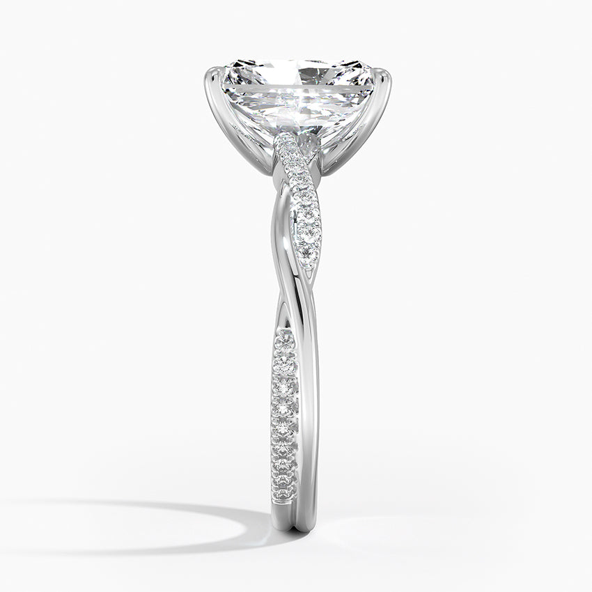 Lilac Radiant lab-grown diamond ring, side2, 2 ct