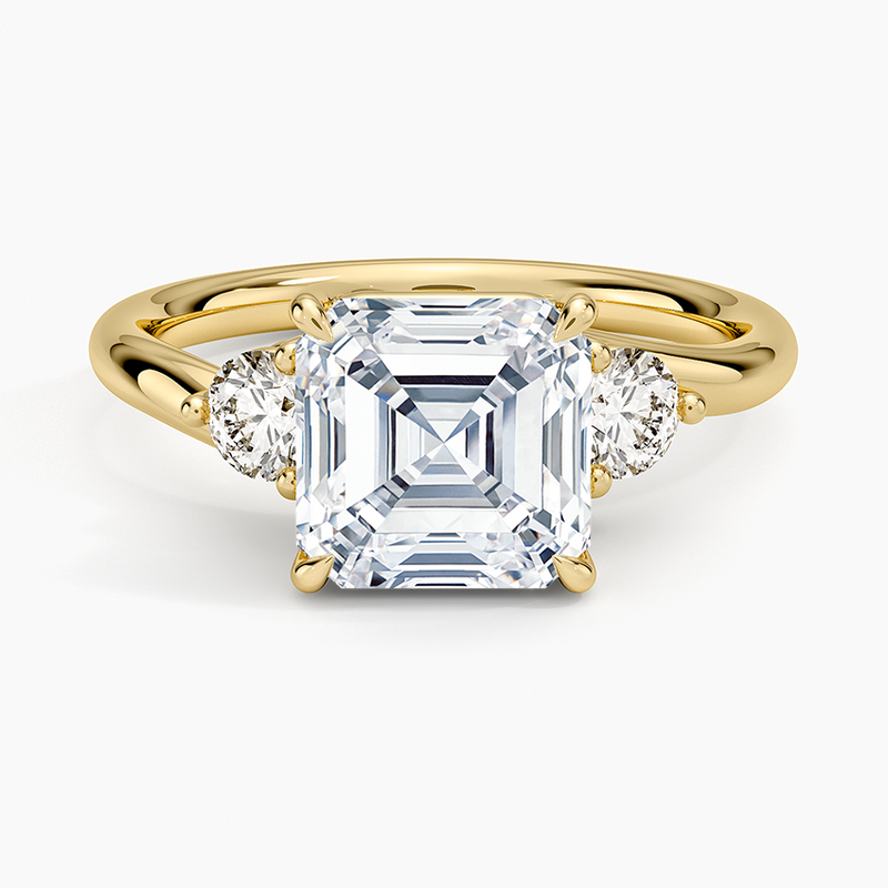 Talia Asscher lab-grown diamond ring, top view, 2 carat