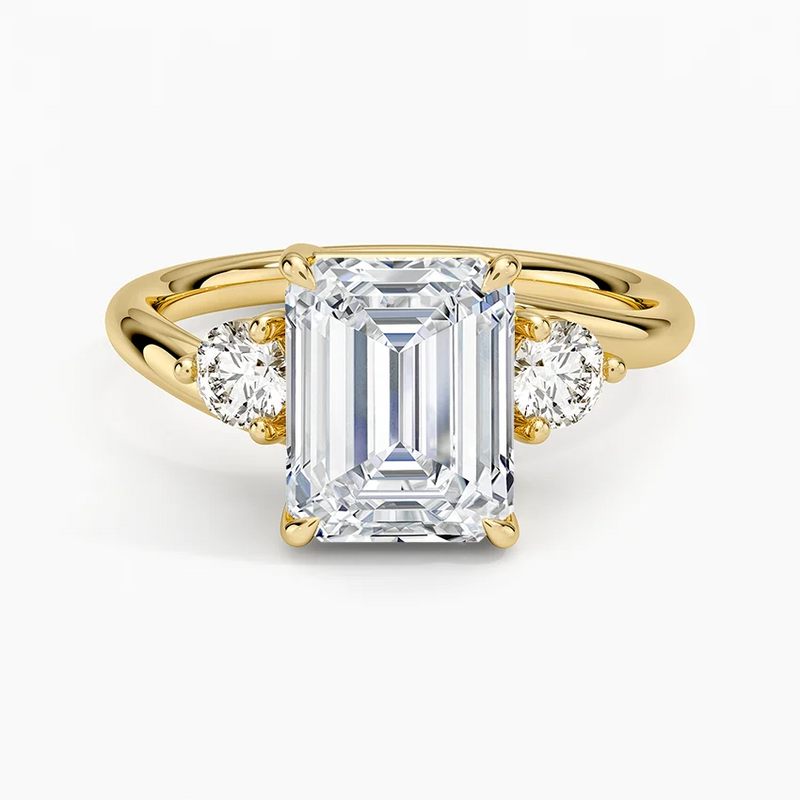 Wren Emerald lab-grown diamond ring, top view, 2 carat